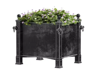 Flowers in the garden planter Restoration Hardware ArtDeco 3D model