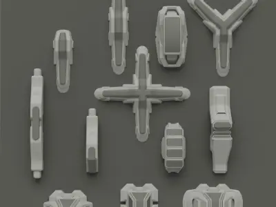 Sci-Fi Light Kitbash set 3D model