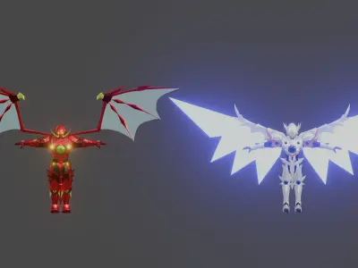 Balance Breaker Hokuryuukou and Balance Breaker Sekiryuutei Low-poly 3D model