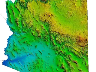 Arizona State 3D Topographic  Terrain Map Model 3D model