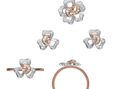 Light wt Ring Earrings Pendant set 3dm stl 1-render details 3D print model