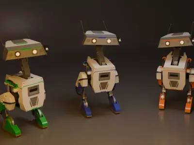 Grek NVIDIA Style Disney Robot Rigged IK Model Low-poly 3D model