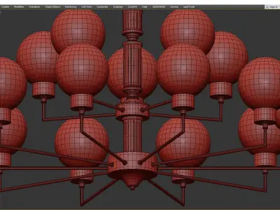 Zibille Chandelier Brass 93 Low-poly 3D model