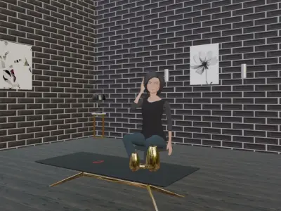 mini room and female model Free 3D model