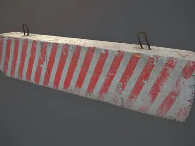 Concrete Roadblock Barrier Low-poly 3D model