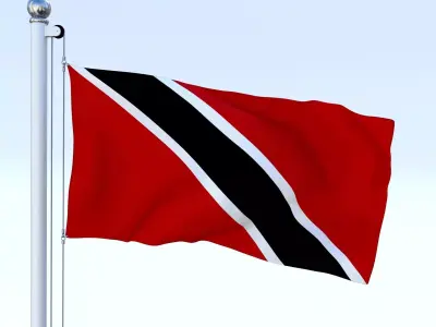 Animated Trinidad and Tobago Flag Low-poly 3D model