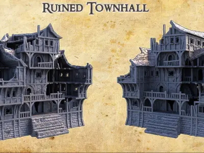 Ruined Townhall - Tabletop Terrain - 28 MM 3D print model