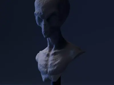 Grey Alien Bust 3D print model