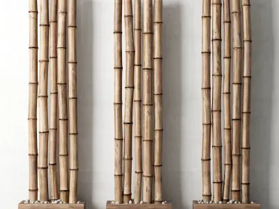 Bambo decor wood box pebble 3D model