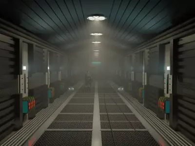 dead space sci-fi corridor Low-poly 3D model