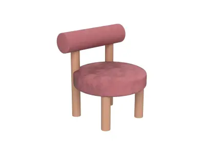 Modern Velvet and Wood Lounge Chair Low-poly 3D model