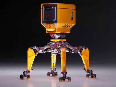 Bake robot blender model Low-poly 3D model