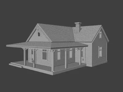 Classic Countryside Farm Wooden House 3D print model