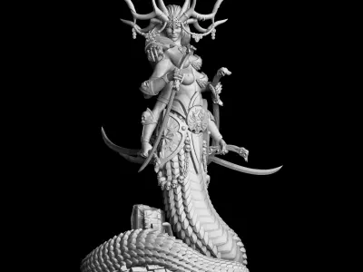 Sasha statue of woman with horns 3D print model