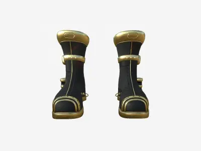 SciFi Boots A04 Black Gold - Character Design Fashion Low-poly 3D model