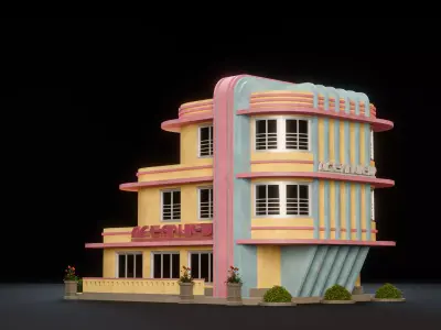 MIAMI VICE CITY ART DECO BUILDING 2 Low-poly 3D model