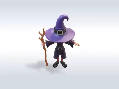 Adorable Witch and Cat Character halloween model  3D model