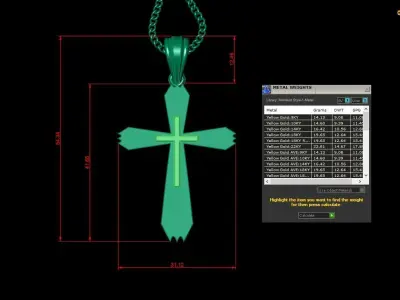 Light Gold 18K Cross Pendant 2CP050 3D print model