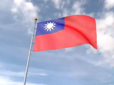 Flag Taiwan animated loop 3D model