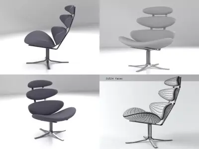 Corona four different chairs 3D model