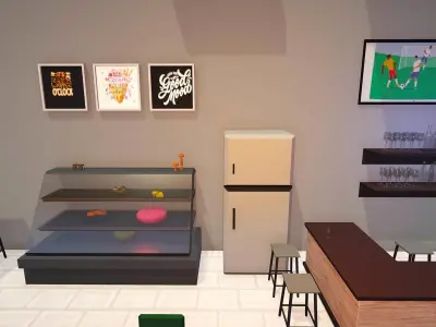 Cafe Interior Pack - Cartoonish Cafe 3D model