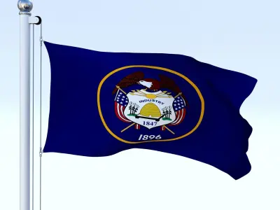 Animated Utah Flag Low-poly 3D model