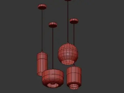 Wood and glass pendant 3D model