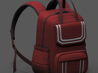 Backpack bag baggage pockets  Low-poly 3D model