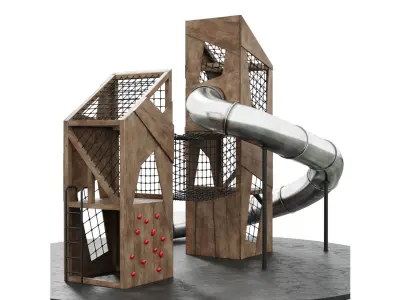 Playground with two towers 3D model