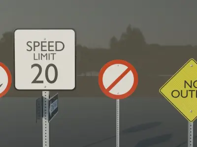 Traffic and street signs - Plate 3D model