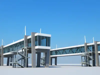 Street Pedestrian Bridge 3D model