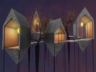 G0020 VR Virtual Reality space Mysterious Lights Low-poly 3D model