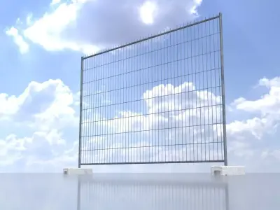 Movable Construction Fence with Stone Bases Low-poly 3D model