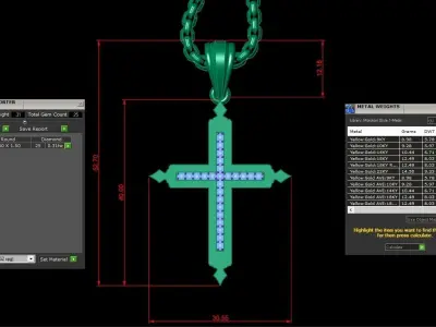 High Cross Pendant Light Gold 18K 3CP099 3D model