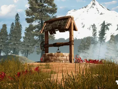 Crystals and Crafting Environment Low-poly 3D model