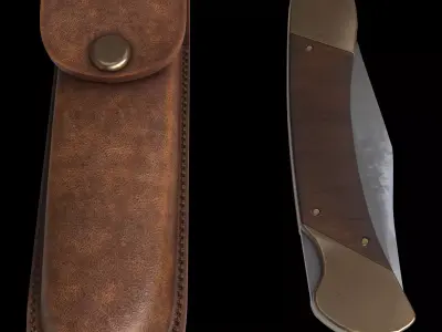 Hunter Pocket Knife Low-poly 3D model