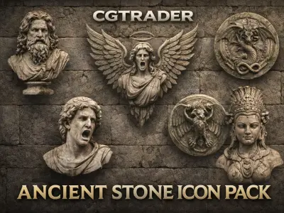 Ancient Stone Busts and Mythical Emblems Pack
