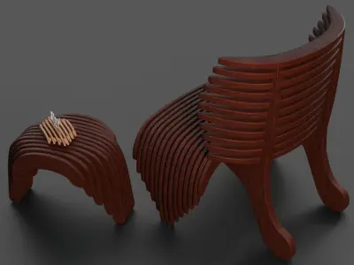 3D parametric furniture set Free 3D model