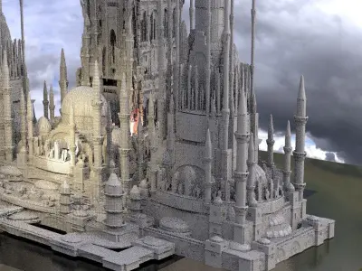 Fantasy Medieval Steampunk Architecture Kit bash 3D model