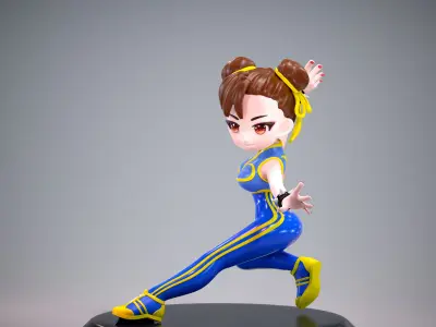 Mini Chun Li Alpha Outfit 02 - Street Fighter Game Figure 3D print model