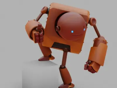 Toon robot rigged - animated character 3D model