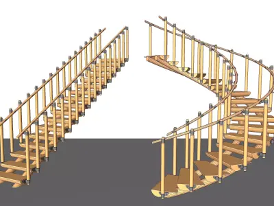 Wood Stairs 2 3D model