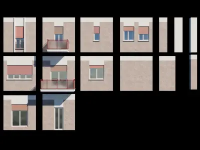 Modular Residential Building Pack Low-poly 3D model