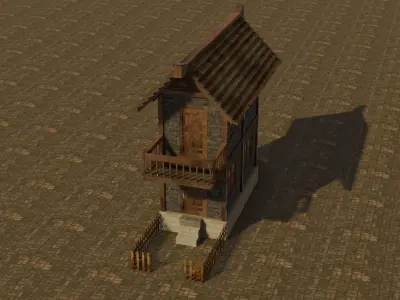 Medieval house Free low-poly 3D model 13