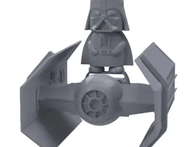 Stylized Sci Fi Commander with Starfighter 3D Model SolidWorks  3D model