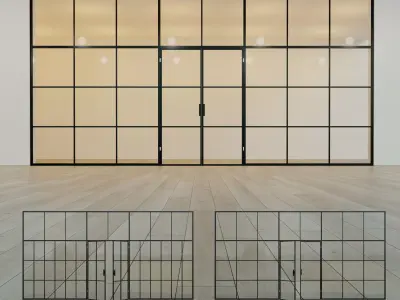 Glass partition door Set 17 Low-poly 3D model