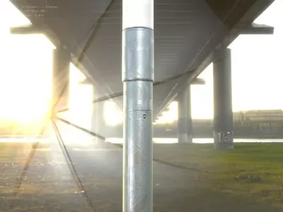 Street Light 10 - 315mm - Galvanized Low-poly 3D model