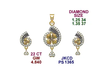 light weight pendant earring set in 22kt  3D print model