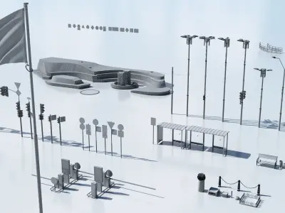 Props street Kyiv Ukraine  Free low-poly 3D model