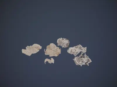 Crumpled papers Low-poly 3D model